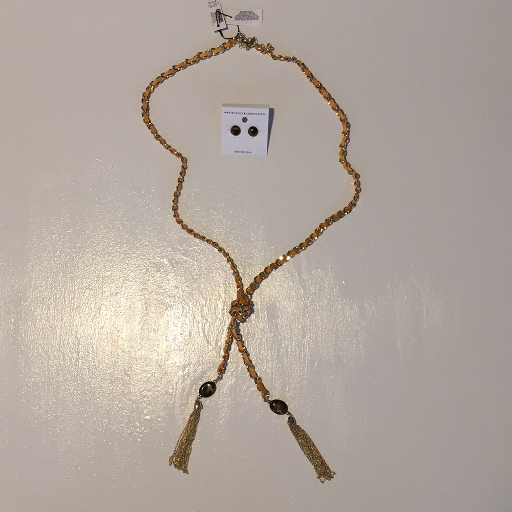 🎉SALE NWT WHBM Tiger Eye earring and necklace set - Picture 2 of 6